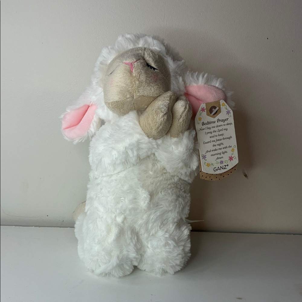 GANZ White and Pink Praying Plush Lamb